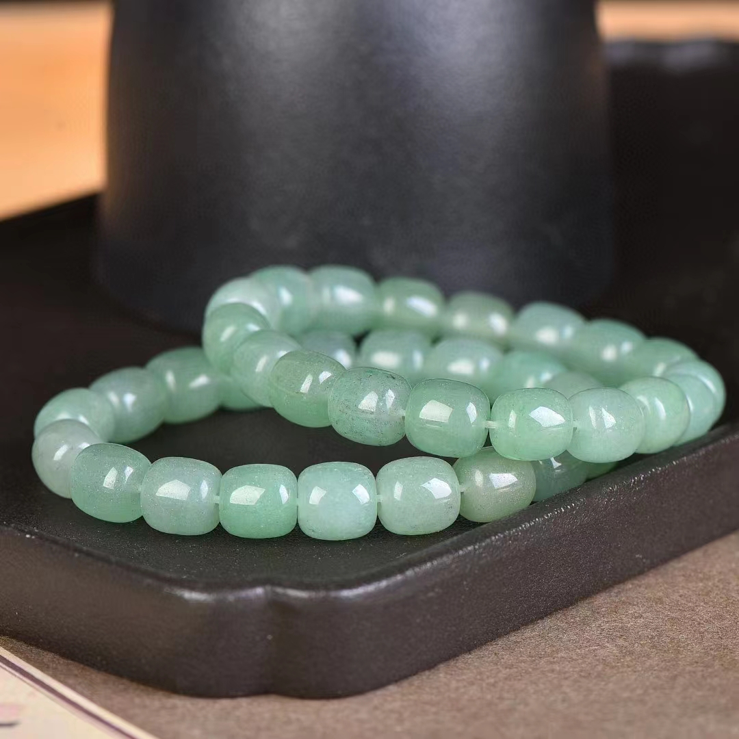 ลูกปัด Apple หยก Aventurine โซ่มือกำไลหินสีเขียวธรรมชาติของผู้หญิงกำไลข้อมือยืดหยุ่นเครื่องประดับอัญมณีทันสมัย