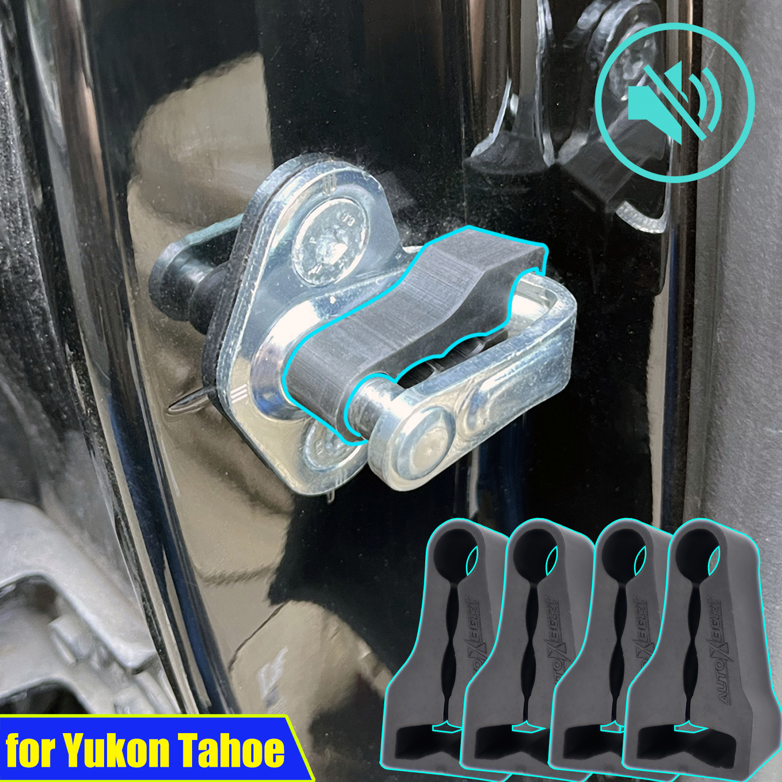 Cerradura de puerta de coche, amortiguador de sonido para GMC Yukon, Chevrolet Tahoe 2007-2014, parada de sonajero, ruido silencioso para sordos