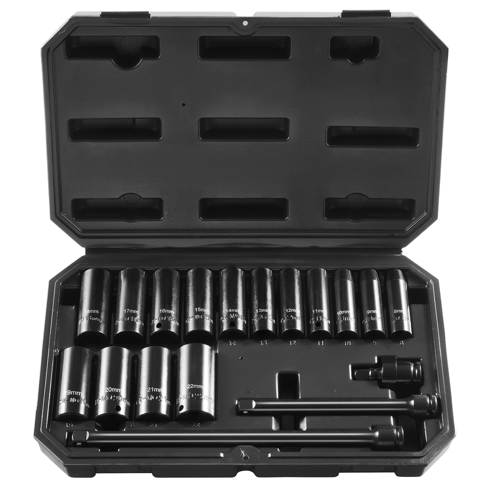 SucceBuy Drive Impact SocketSet Juego de enchufes profundos Acero de aleación de CR-V métrico para reparación de automóviles, incluye estuche de almacenamiento Construcción robusta