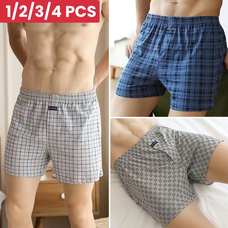 1/2/3/4PCS Plus Size M-XXXL Cotton Aro Pants Men's Underwear Flat Pants Skin Friendly Comfortable Loose Home Large Waistband