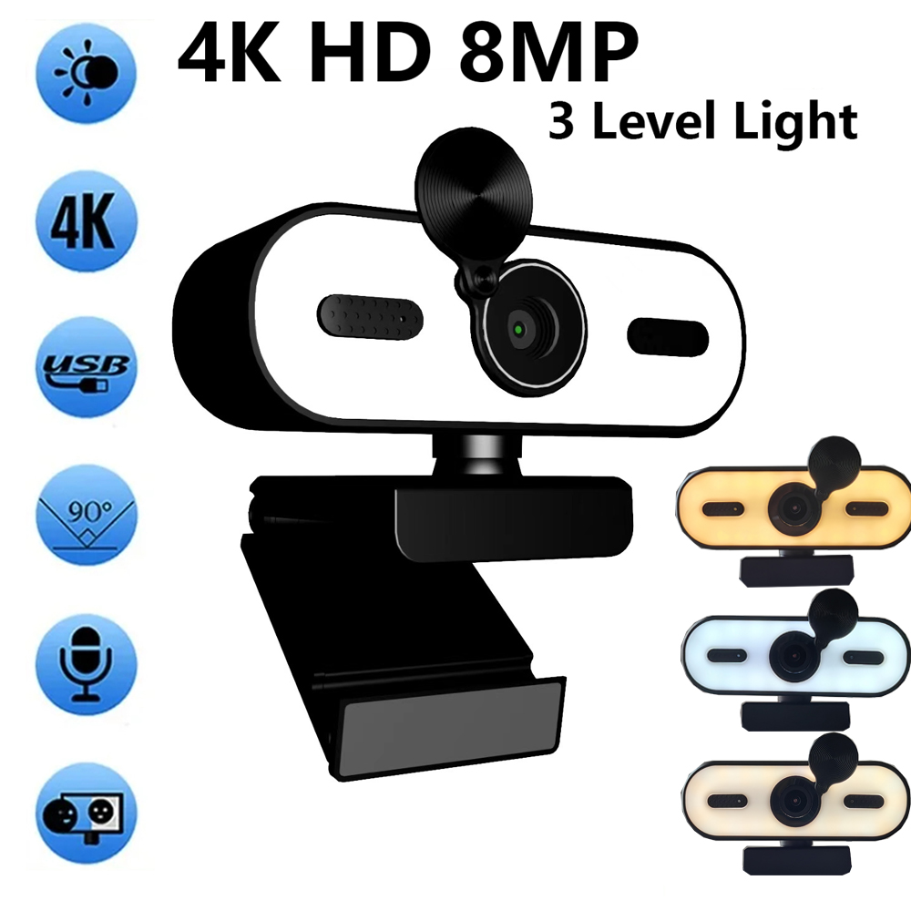 4K 2K Mini Webcam 1080P HD voor PC Laptop Autofocus 30 FPS USB Webcam met ruisonderdrukkende microfoon en privacyafdekking Webcamera Draagbaar