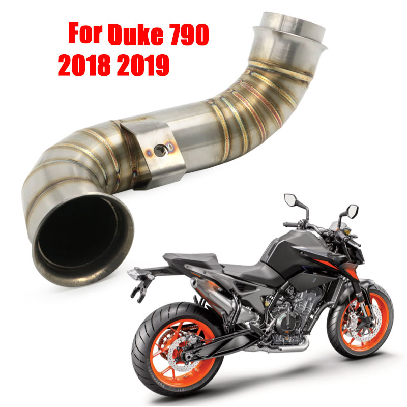 Pour Duke 790 2018 2019 Escape sans lacet silencieux d'échappement tuyau de liaison intermédiaire avec bouclier thermique moto remplacer les accessoires