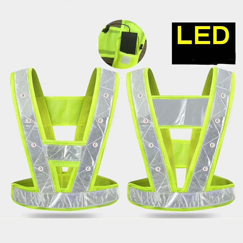 Harnais réfléchissant Ves lumineux LED haute visibilité pour la course de nuit et le cyclisme, voyant d'avertissement de sécurité, gilet Rechargeable par USB