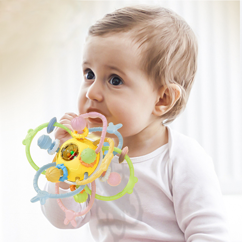Hochet en Silicone pour Bébé de 0 à 12 Mois, Développement Sensoriel, Balle à Saisir à la Main, Jouets Doux pour Bébés