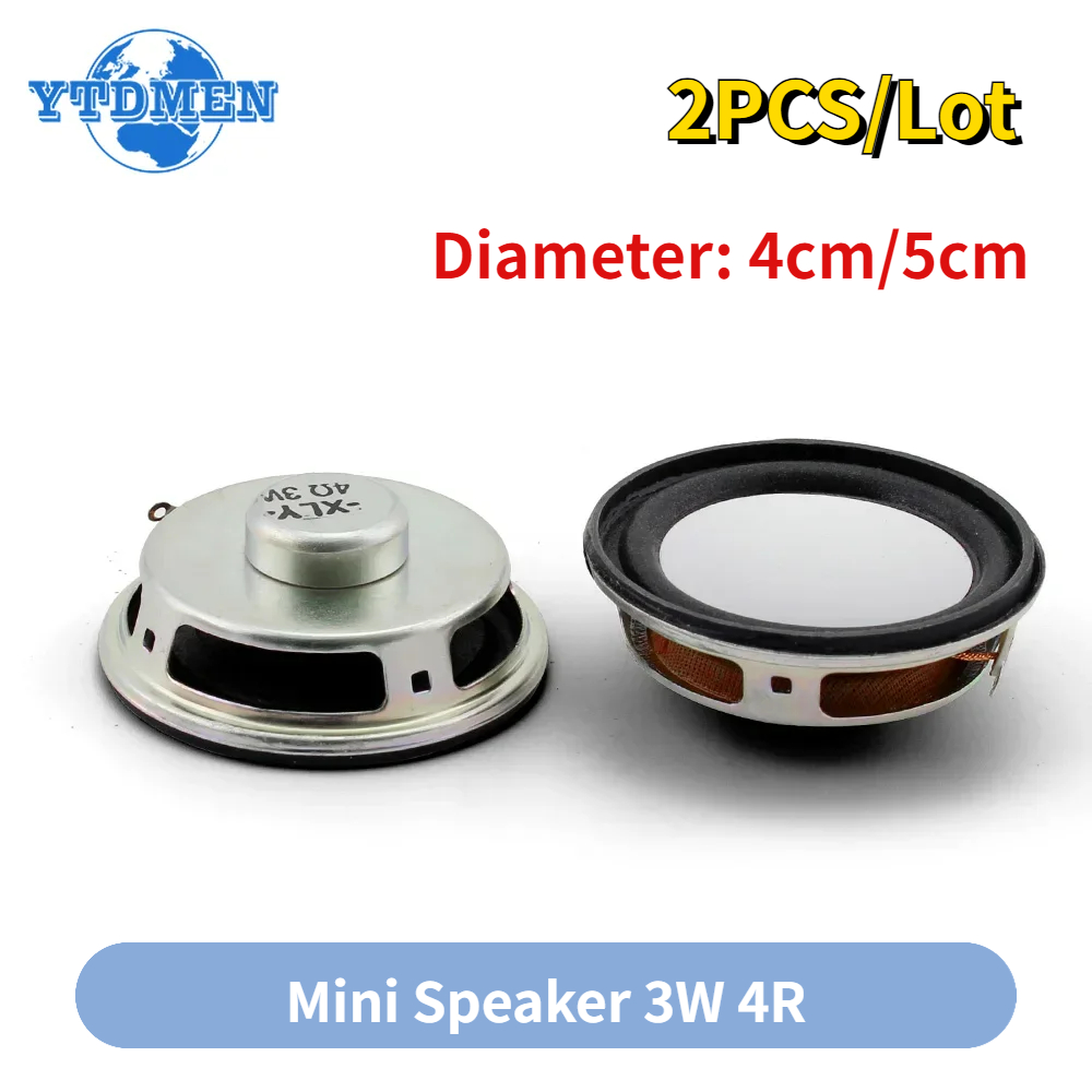 2PCS Mini ลําโพง 3W 4R เส้นผ่านศูนย์กลาง 4 ซม./5 ซม.เครื่องขยายเสียงลําโพง 3 วัตต์ 4 โอห์ม 40 มม.50 มม.ลําโพงสําหรับ Arduino Kit