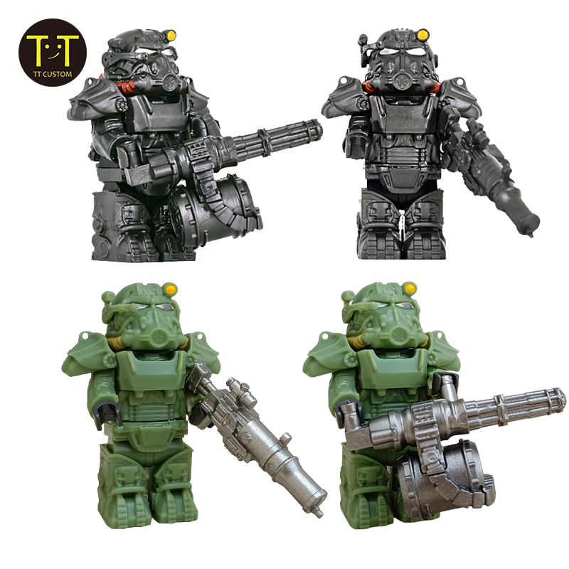 MOC-minifiguras de acción de Anime para niños, T60 soldados militares, armas, Robot Mecha, bloques de construcción, Juguetes DIY, regalo