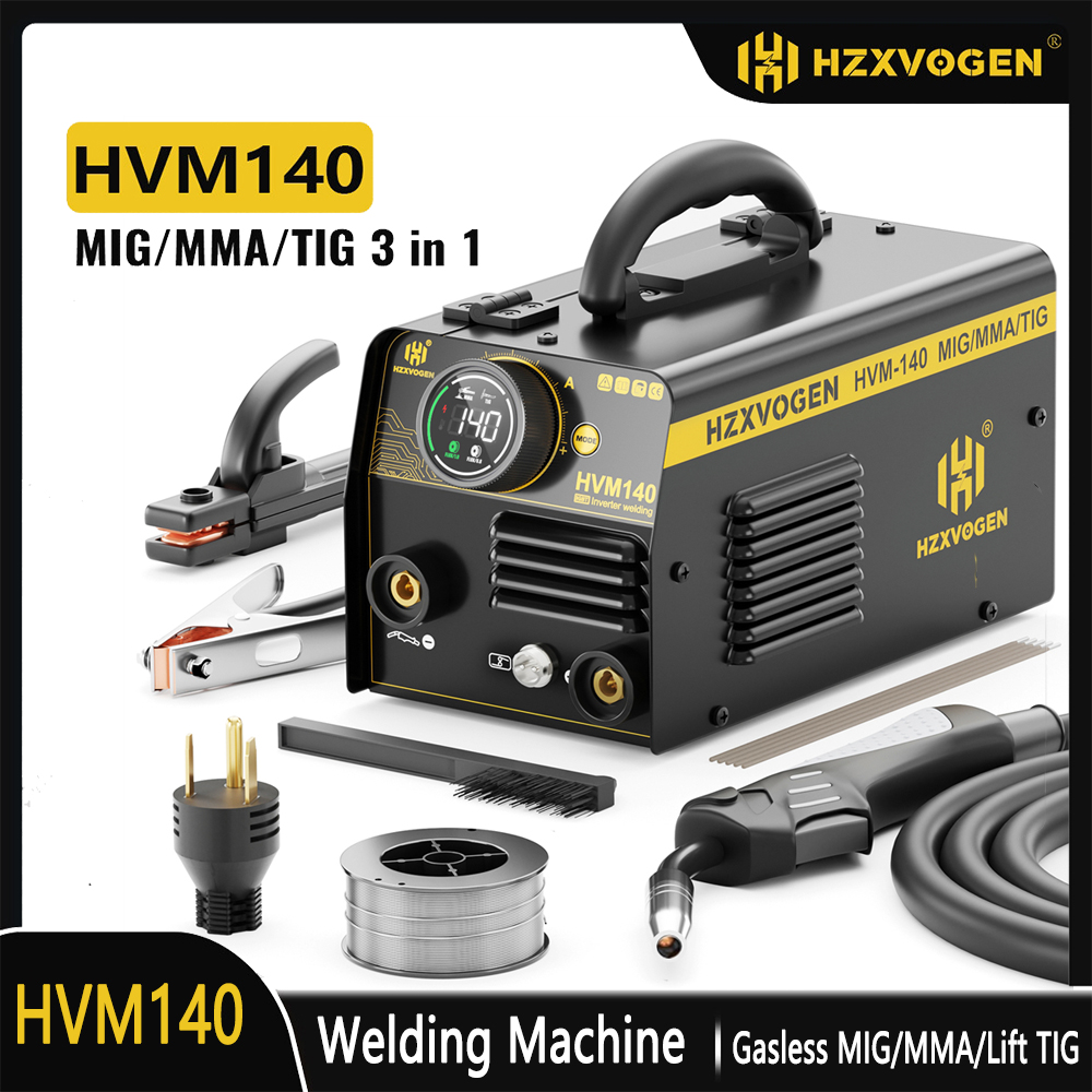HZXVOGEN HVM140 3 ใน 1 กึ่งอัตโนมัติอินเวอร์เตอร์ Mig เครื่องเชื่อม MMA/Gasless MIG/Lift TIG IGBT Non Gas เครื่องเชื่อม Synergy เครื่องมือ