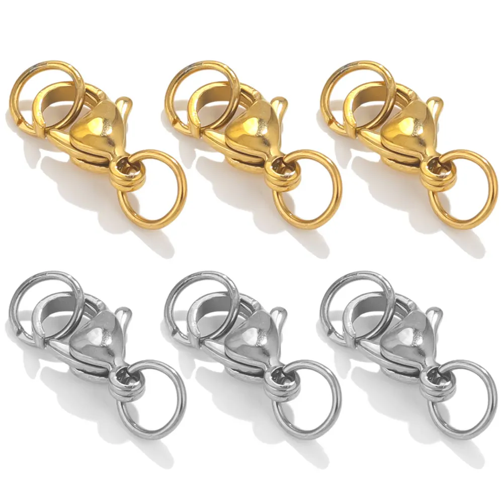 20pcs Stainless Steel Lobster Clasps With Jump Rings For DIY Bracelet Necklace Clasp Connector Jewelry Findings Parts Component
