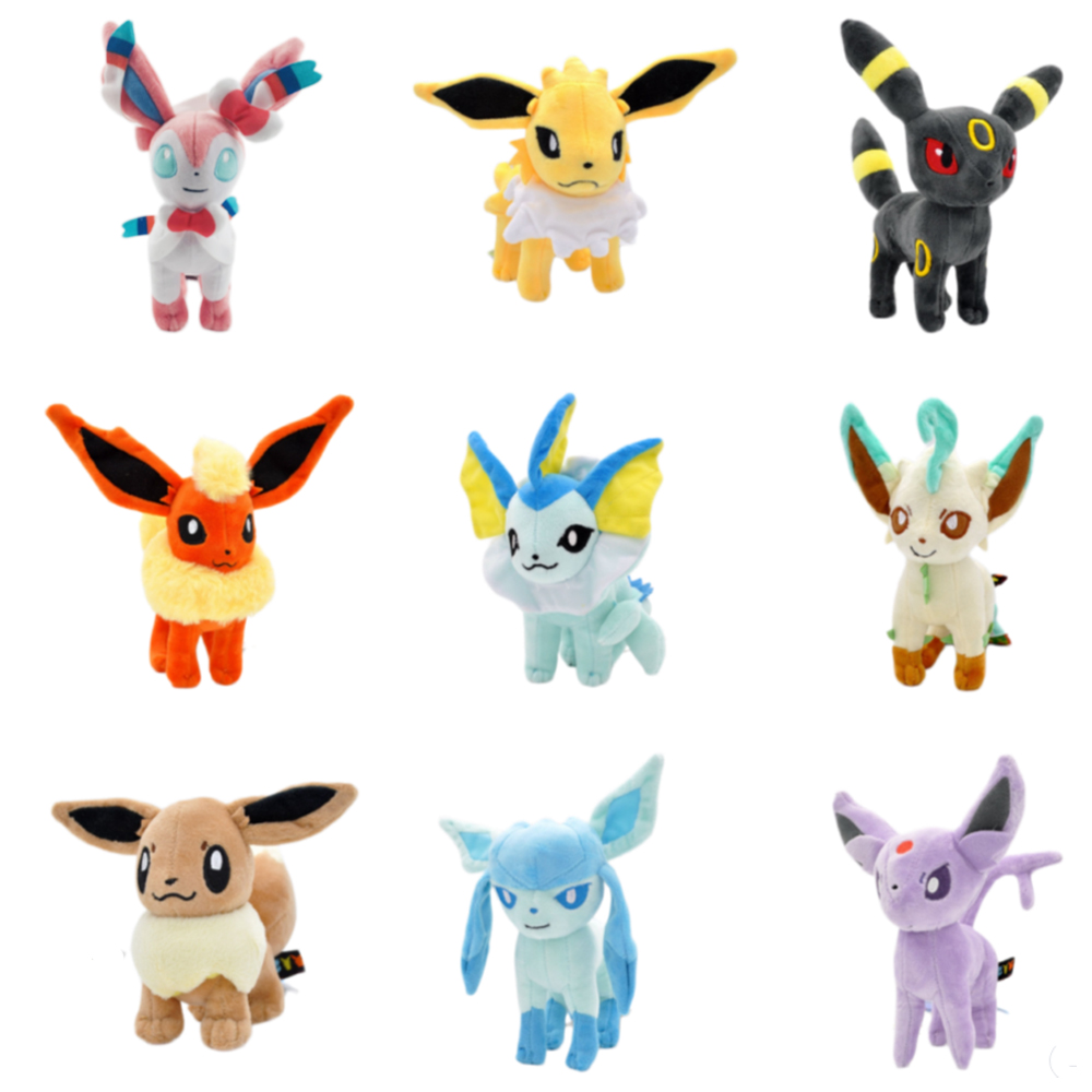 Eevee Family Stuffed Doll Pokemon Umbreon Sylveon Espeon Plush Toy Flareon Glaceon Jolteon Vaporeon 13-30cm Christmas Gifts