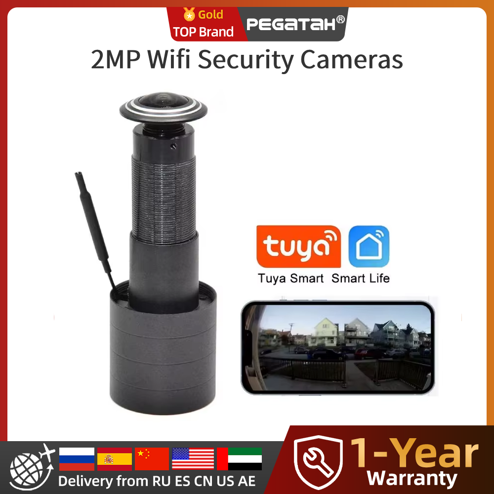 PEGATAH Tuya умный видеоглазок 2MP Wi-Fi камера обнаружения движения дверь видео-глаз беспроводная двусторонняя аудиокамера домашней безопасности