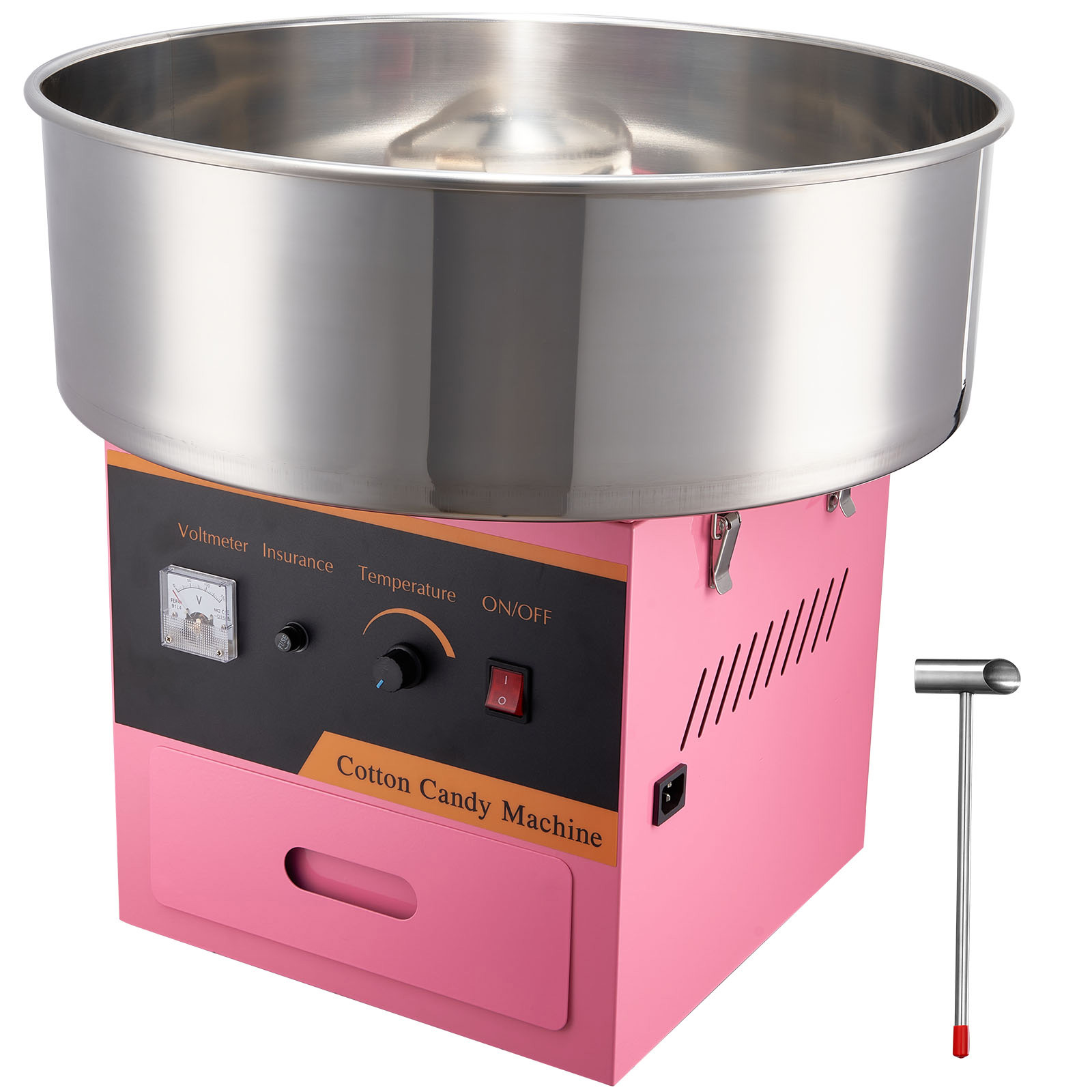 SucceBuy Mesin Permen Kapas Listrik Pembuat Benang Komersial dengan Laci Sendok Gula Mangkuk Stainless Steel untuk Pesta Ulang Tahun