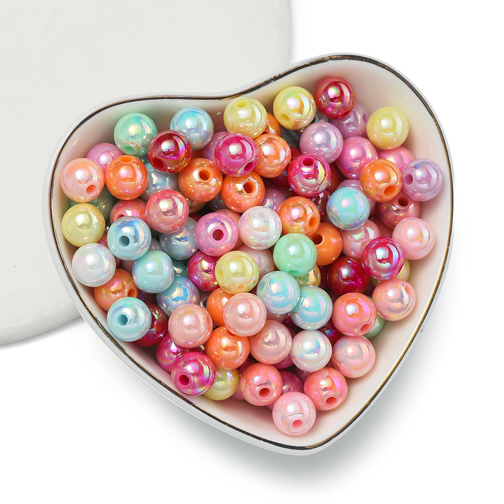 New 100pcs 6/8/10mm AB Color Acrylic Beads Round Loose Spacer Beads for Jewelry Making DIY Handmade Necklace Bracelet Accessory