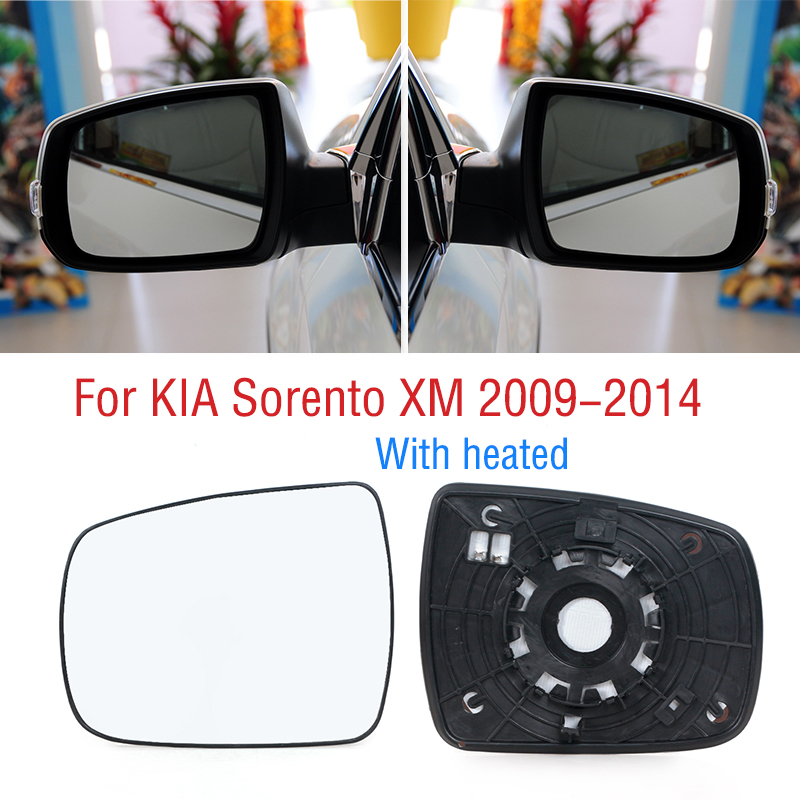 Para kia sorento xm 2009 2010 2011 2012 2013 2014 exterior do carro asa porta lateral espelho retrovisor lente de vidro com aquecimento aquecido