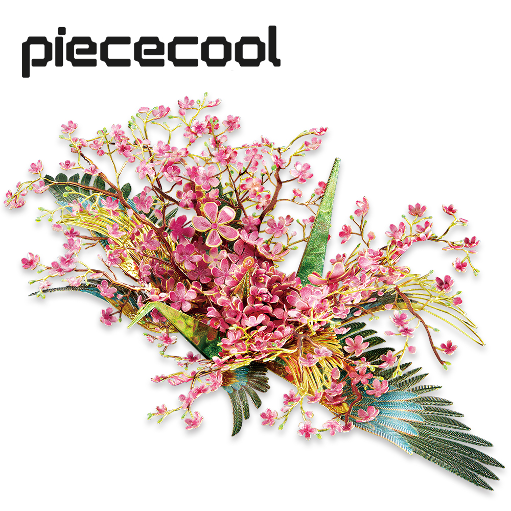 Piececool 3D Kim Loại Xếp Hình Xây Dựng Mô Hình Bộ Dụng Cụ-Feach Blossm Cần Trục DIY Ghép Hình Đồ Chơi, giáng Sinh Quà Tặng Sinh Nhật Cho Người Lớn Trẻ Em