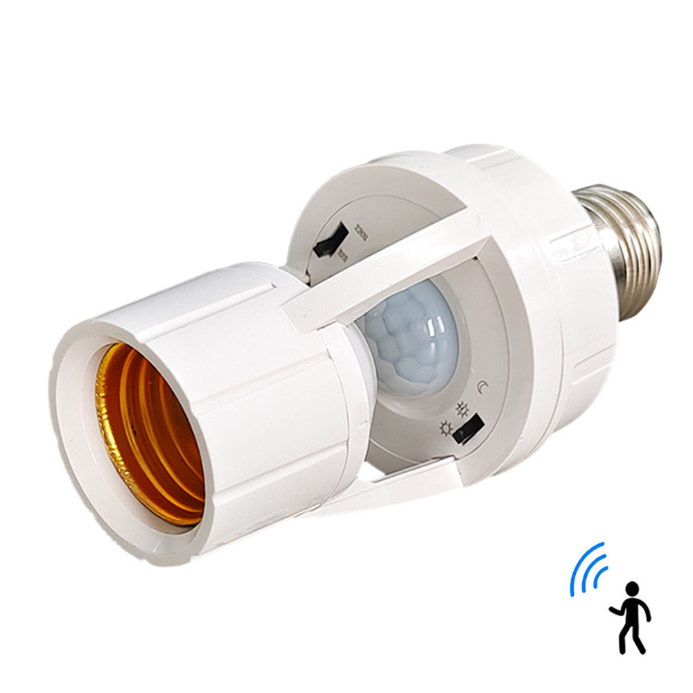 360 도 PIR 인체 유도 모션 센서 LED 야간 램프 소켓 베이스, E27 AC 110V-220V 지연 시간 조절 스위치