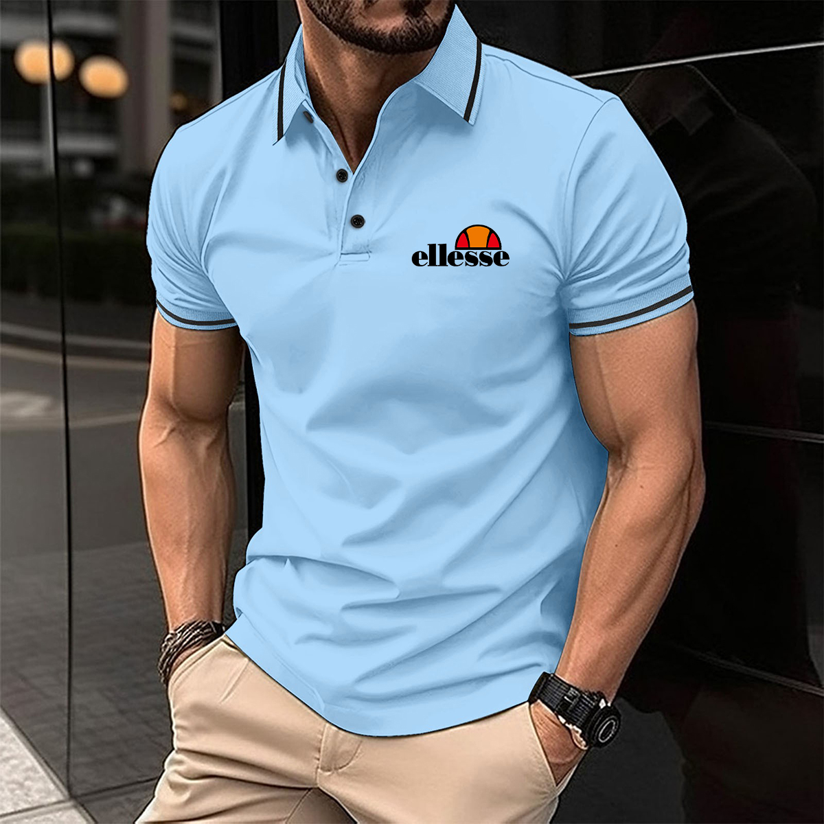 Herren Kurzarm-Poloshirt Lässiges 3D-Druck-Design Streifenmuster Sommer Herren Polyester Sport-Poloshirt Herrenbekleidung
