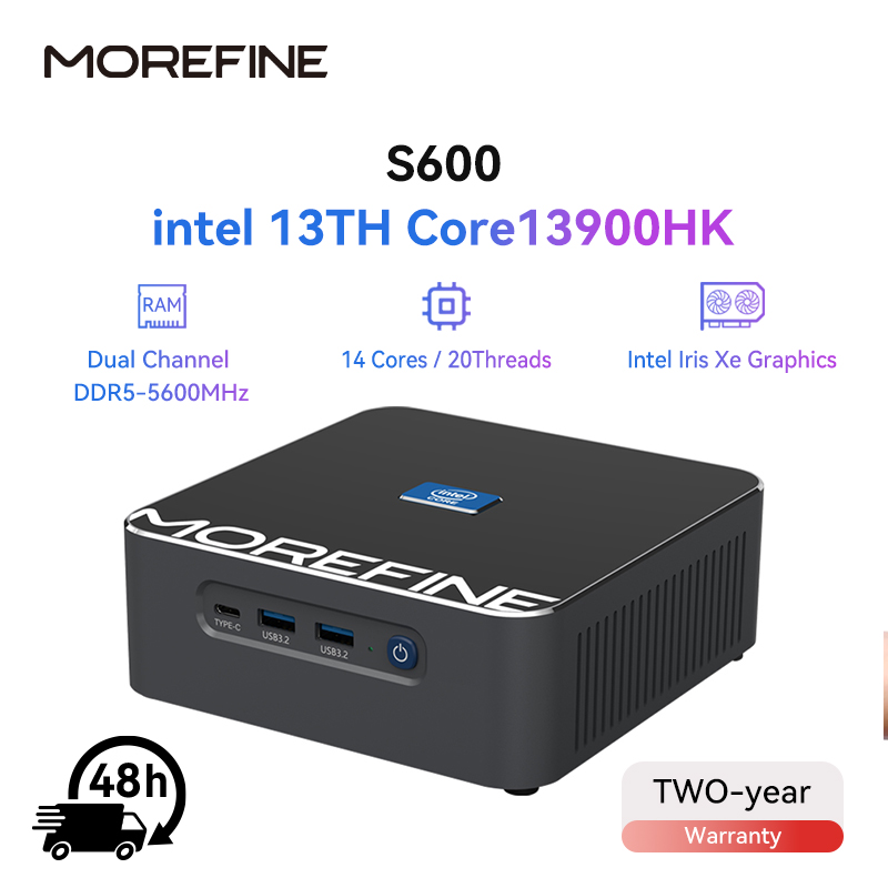 MOREFINE S600 13ta generación Intel i9 13900HK DDR5 Mini PC 14 núcleos 20 hilos Windows 11 2 * NVME 2 * LAN Desktop para juegos