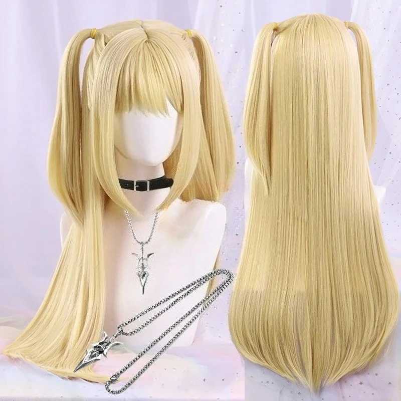 MisaMisa Cosplay Wig Long Style Golden Blonde Women's Style Amane Misa Anime Cosplay Wig Heat-Resistant Synthetic Fiber Hair