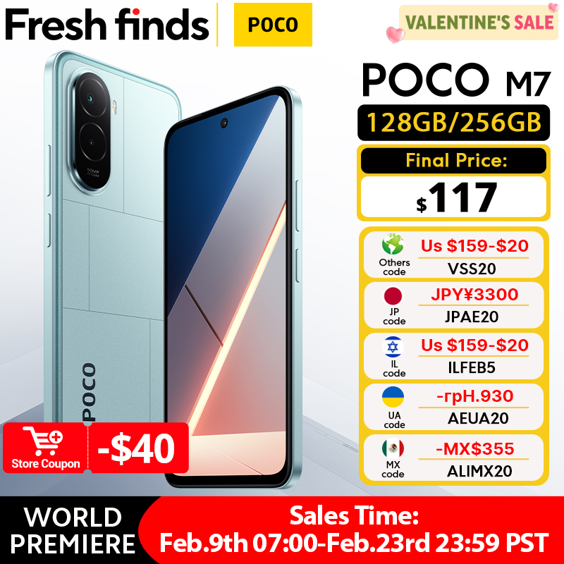 Global Version POCO M7 Smartphone 128GB 256GB Snapdragon 685 7000mAh 50MP Camera Immersive 6.9"144Hz FHD+ Display 33W Charging