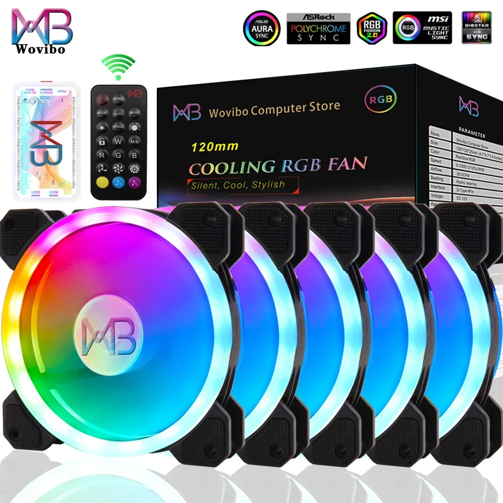 Бесшумный охладитель для ПК, 120 мм, 6 контактов, RGB-светодиод, 12 см, 5 в постоянного тока