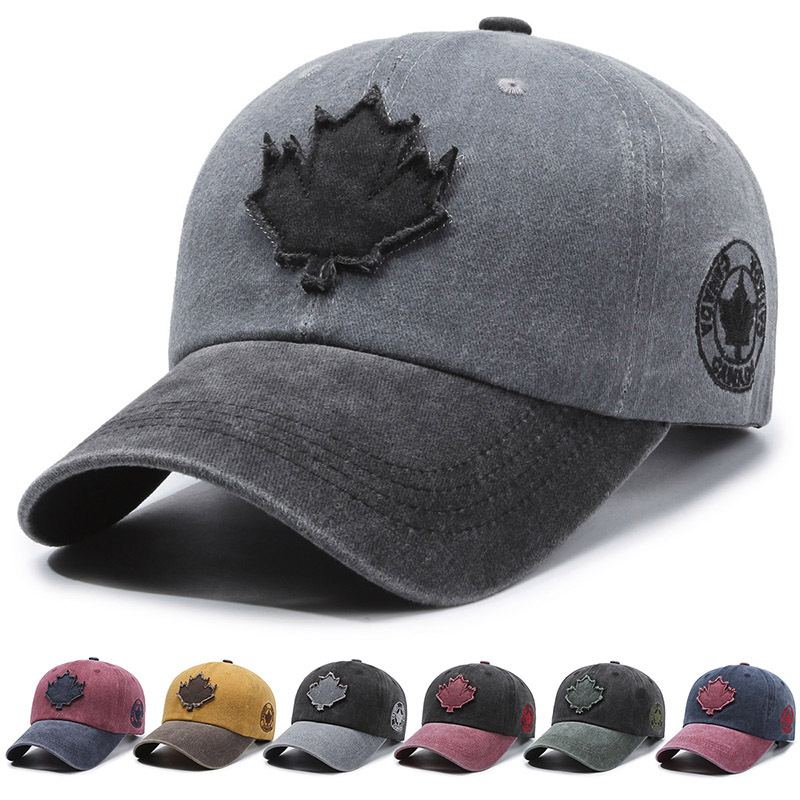 Feuille d'érable européenne et américaine rétro Baseball hommes et femmes lavé coton langue de canard printemps été extérieur couleur correspondant chapeau