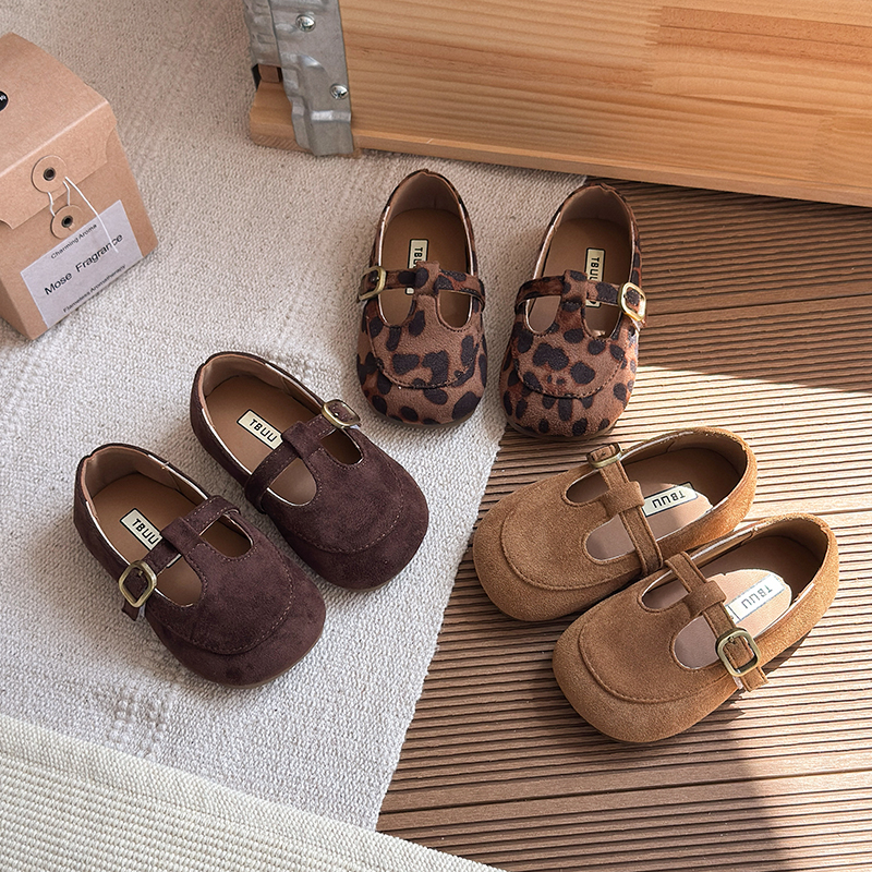 Scarpe in Pelle per Bambine, Ballerine per Bambini Piccoli, Scarpe Morbide da Principessa, Calzature Classiche Retrò con Cinturino a T per Feste
