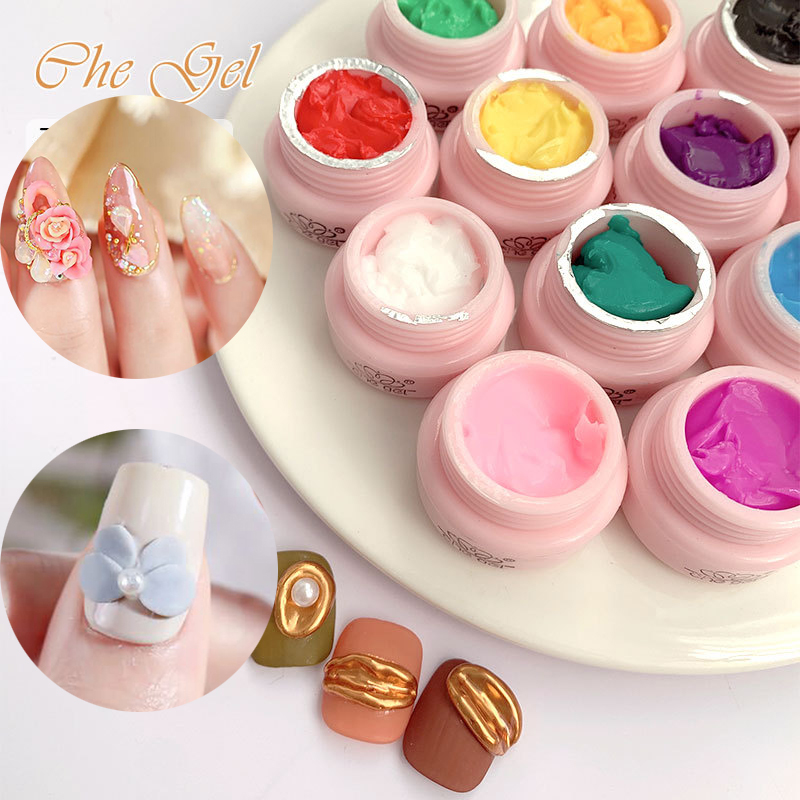 12 Warna Gel Kuku Sculpture 3D, Plastisin, Gel UV, Pernis, Lukisan Seni Kuku Kreatif DIY, Gel Embos 3D yang Dapat Dilepas