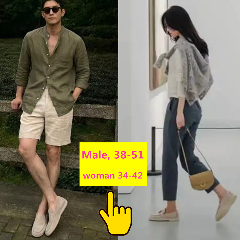 Schapenvacht suède Platte casual damesschoenen grote maat 47-51 Heren wandelschoenen Unisex Alle echt leren loafers