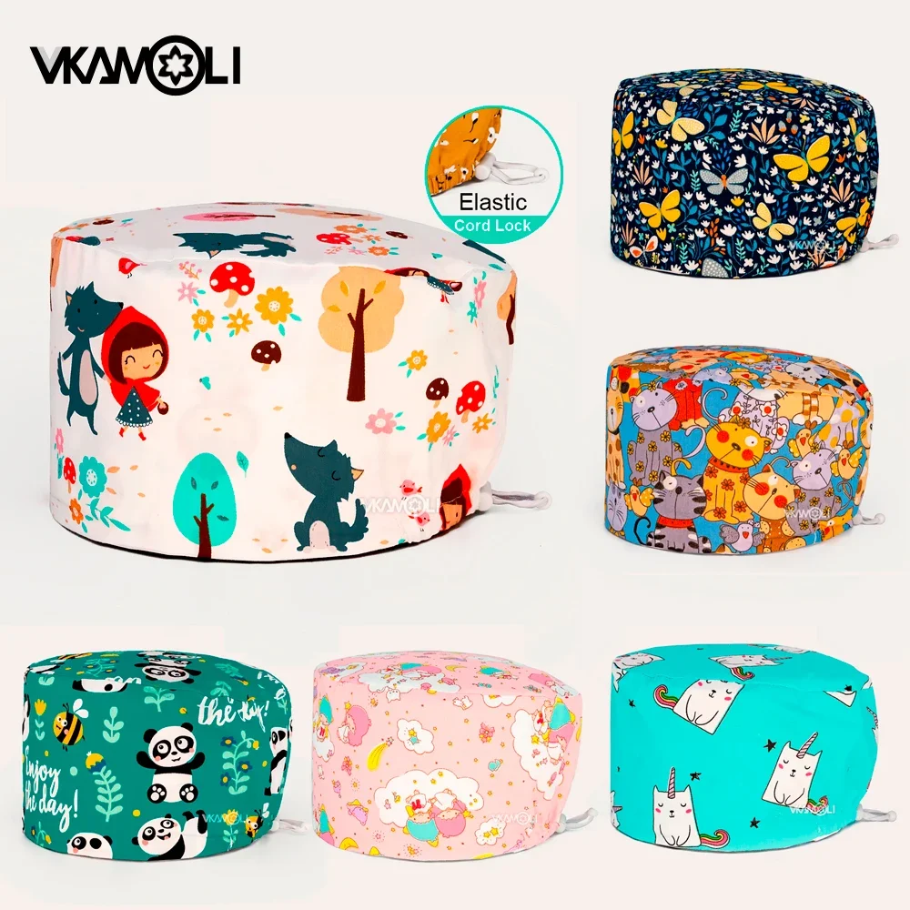 with Sweat-absorbent Breathable Adjustable Elastic Buckle Cotton  Pet Grooming Scrub hat for Women Doctors nurse nursing Hat