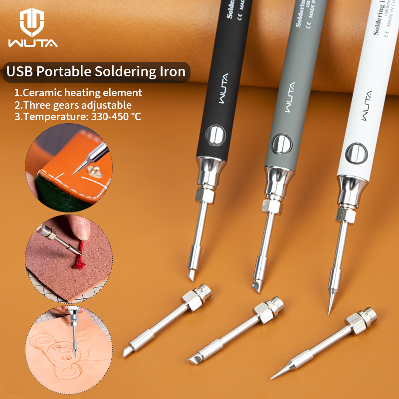 WUTA USB-Ladegewinde, Kabelbrenner, Schweißstift, tragbarer Lötkolben, 5 V Wachsschmelzdrahtbrenner für Schmuck, Lederhandwerk, Crayon