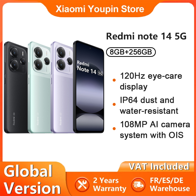 Xiaomi-Smartphone Redmi Note 14, versión Global, 5G, NFC, MTK Dimensity 7025-Ultra, cámara de 108MP, batería de 5110mAh, 45W, carga Turbo