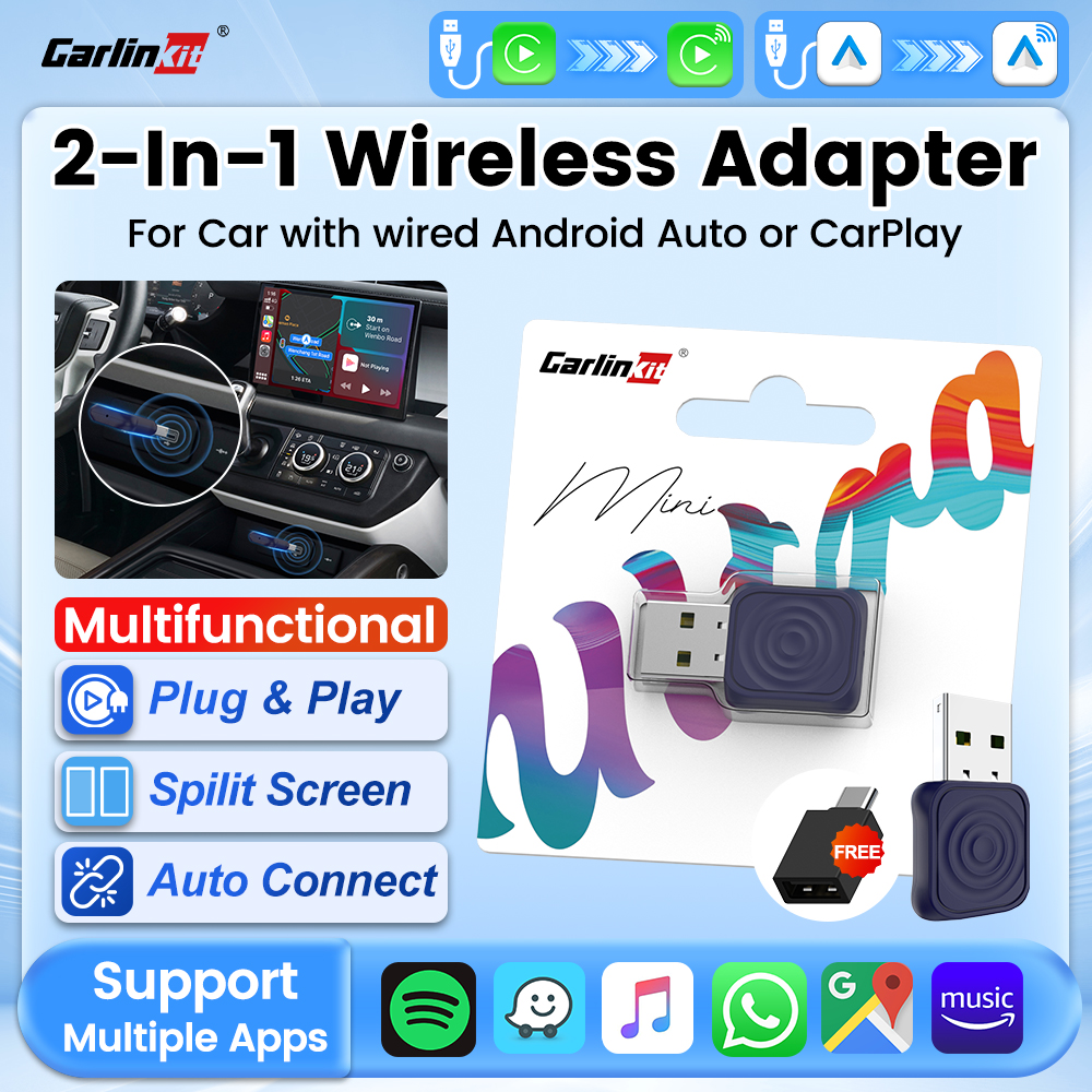 Adapter bezprzewodowy CarlinKit 5.0 Mini Ultra & Mini 5 Pro, bezprzewodowy CarPlay i Android Auto, dongle USB do samochodów, bezprzewodowe automatyczne połączenie.