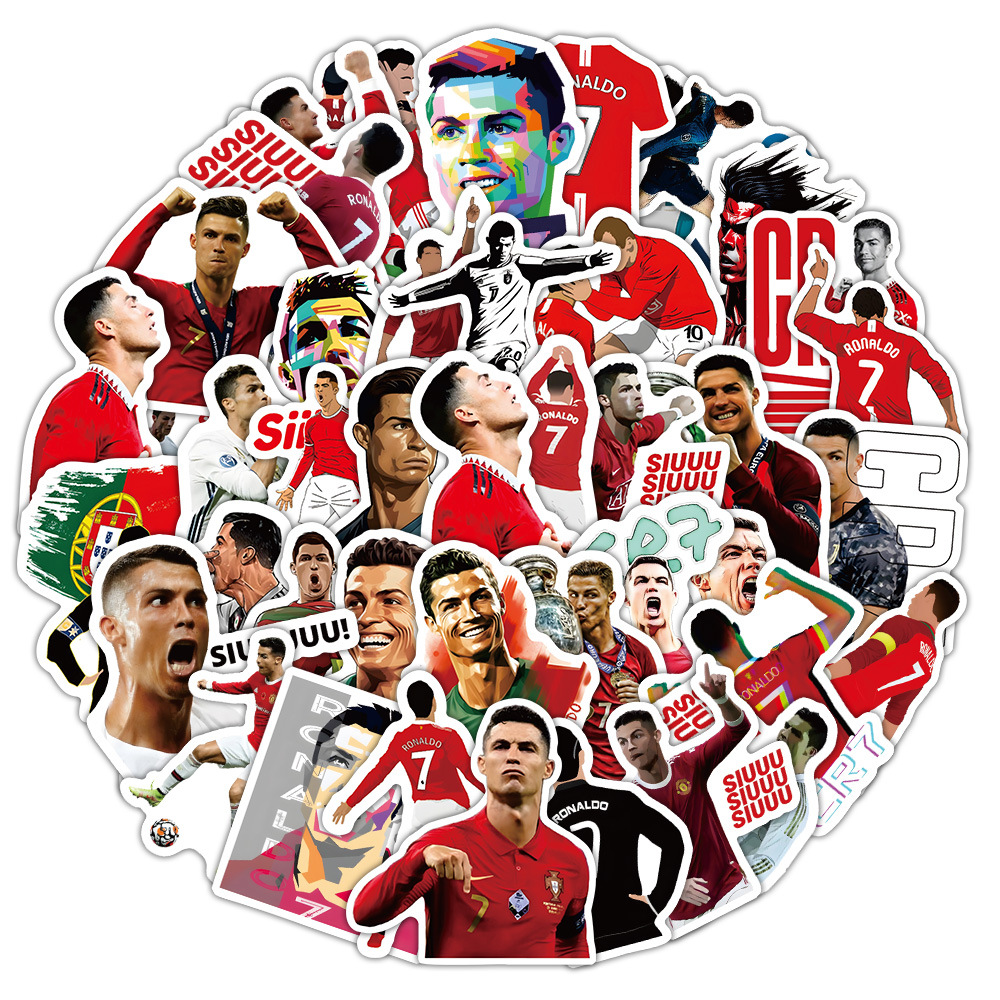 10/60PCS CR7 Stickers Cartoon Football Sticker Sports Graffiti Kids Toys Fans Gift Decoration Fridge Laptop Guitar Bike Decals