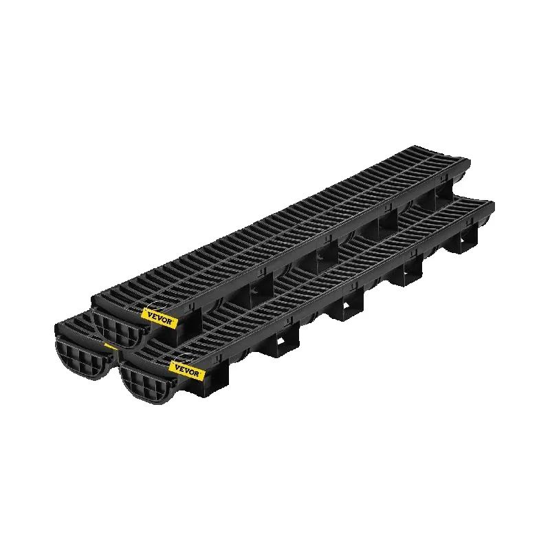 SucceBuy Drain de canal d'allée de tranchée de Drainage avec grille en plastique paquet de 5 Grille de vidange de tranchée de Drain de sol en HDPE pour le jardin