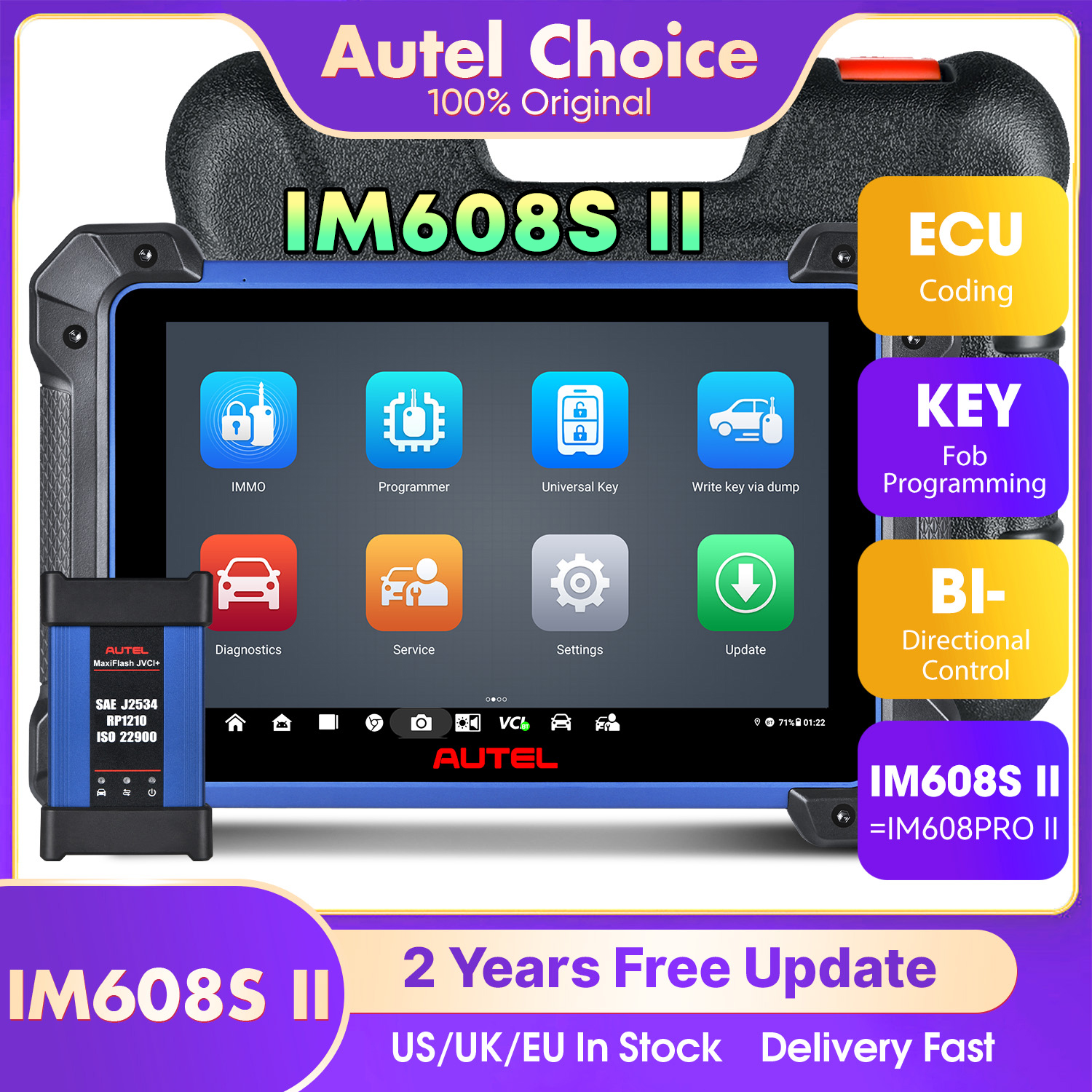 Autel Programma Scanner IM608 II IM608S II Sleutelhanger Programmeringstool Complete set diagnostische scanner, Top IMMO-functie, ECU-codering