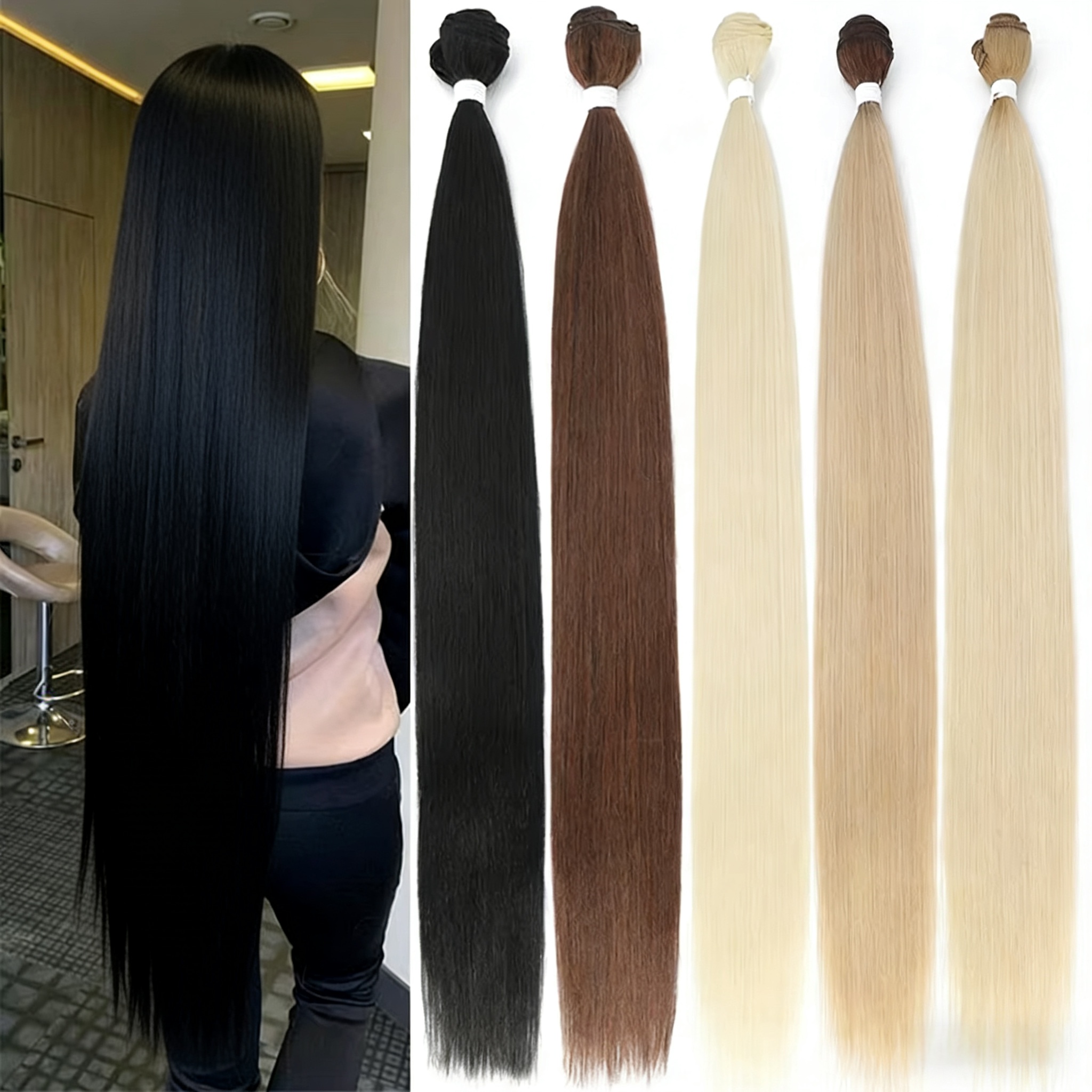 ผมตรงแบบ Bone Straight สำหรับต่อผม  วัสดุใยสังเคราะห์คุณภาพสูง  ยาวพิเศษ  แบบ Yaki  ตรงธรรมชาติ  หนาเต็มเส้น