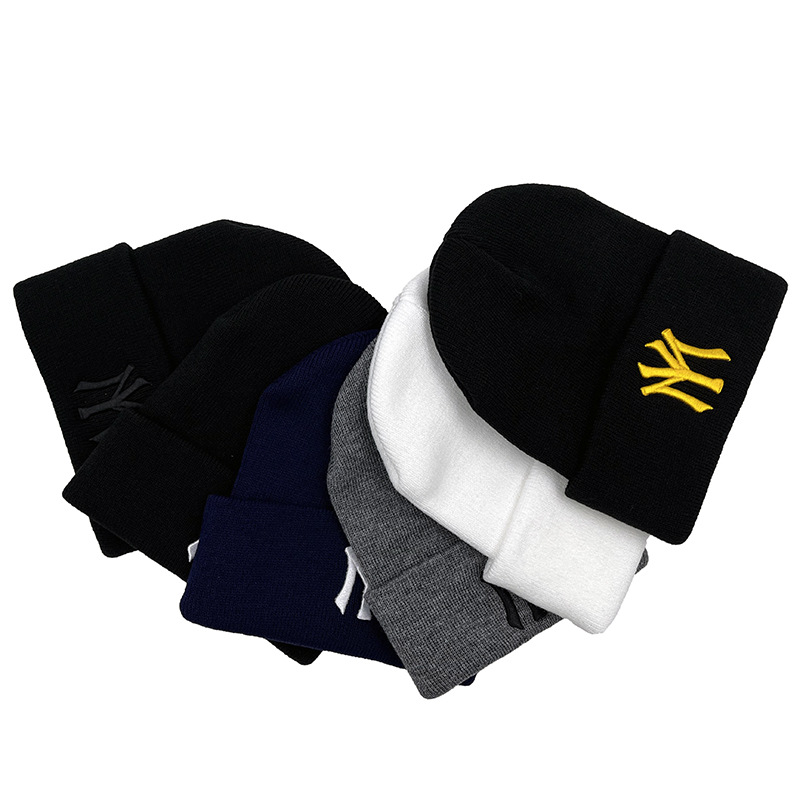 Unisex WY carta bordado Beanie, chapéu quente do inverno, homens e mulheres