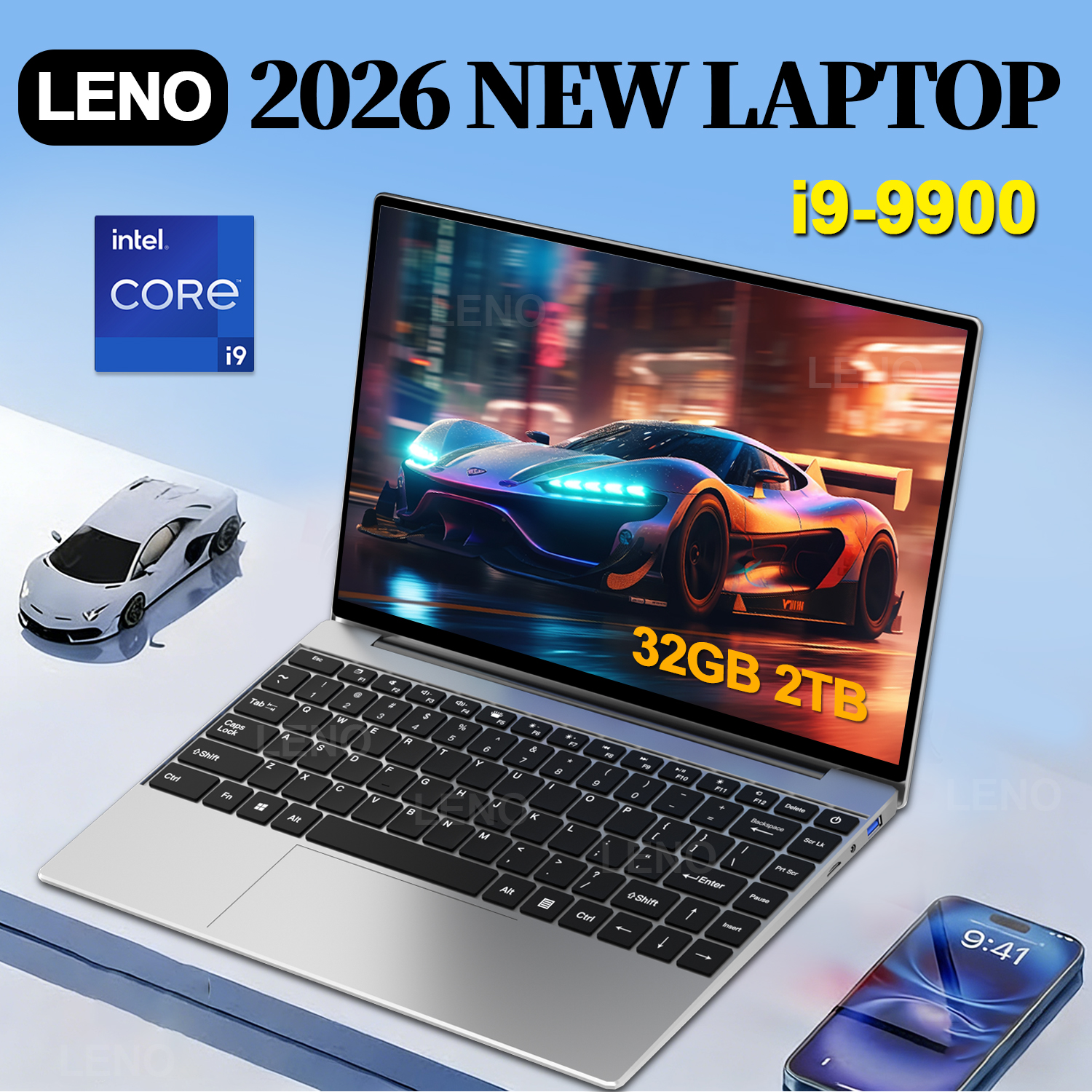 LENO 2026 nuevo ordenador portátil de 14,1 pulgadas Intel Core i9-9900 32GB 2TB ordenador para juegos Windows11 Gamer office Ultra delgado Notebook 1920*1080