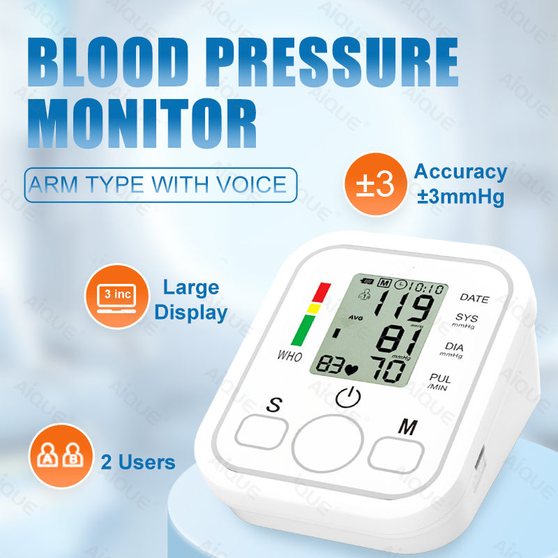 Tensiomètre numérique automatique ARM, sphygmomanomètre, tonométrage, tensiomètre, fréquence cardiaque, compteur de pouls, BP, moniteur vocal
