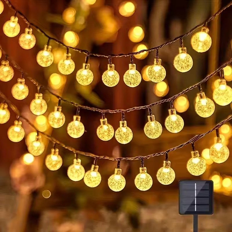 Guirnalda de luces con forma de bola de burbuja Solar, globo de cristal para exteriores, guirnaldas de luces LED para jardín, fiesta, Pascua, Navidad, decoraciones de boda