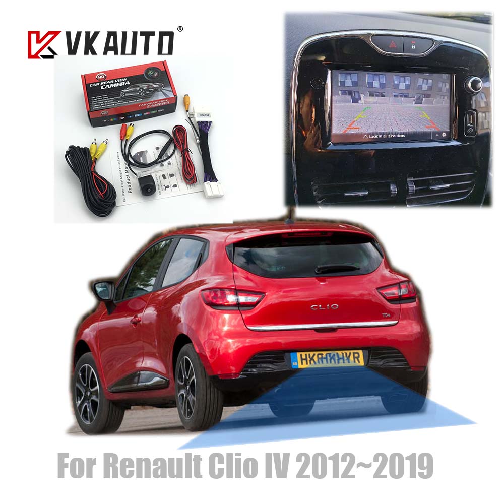 VKAUTO para Renault Clio 4 IV 2012 a 2020 MediaNav r-link agregar cámara de marcha atrás cámara de respaldo HD cámara de visión trasera