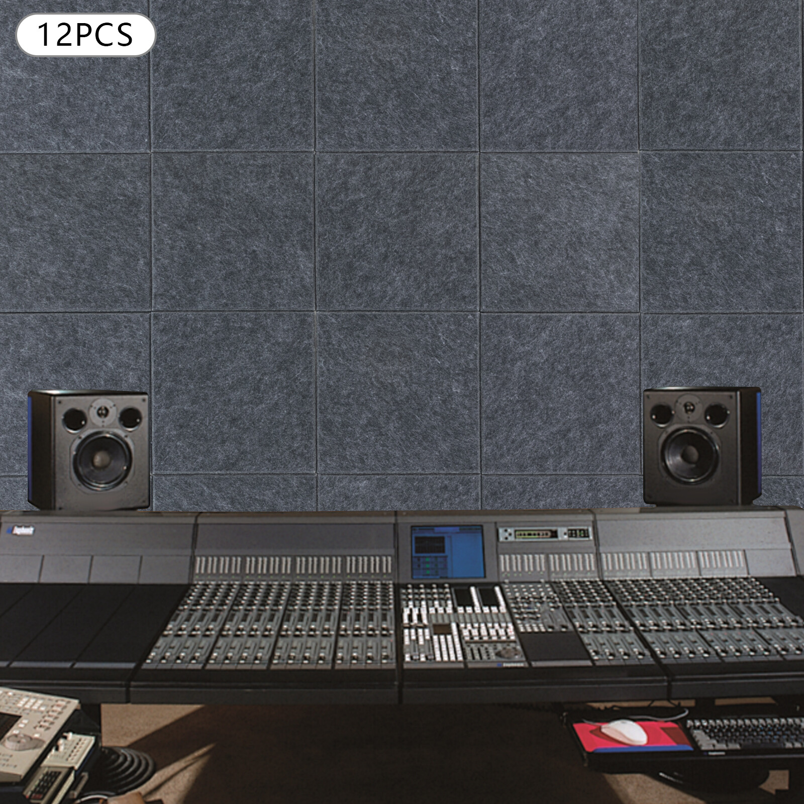 12pcs Acoustik Platten High Dichte Schallabsorbierende Wand Panels Dark Grey