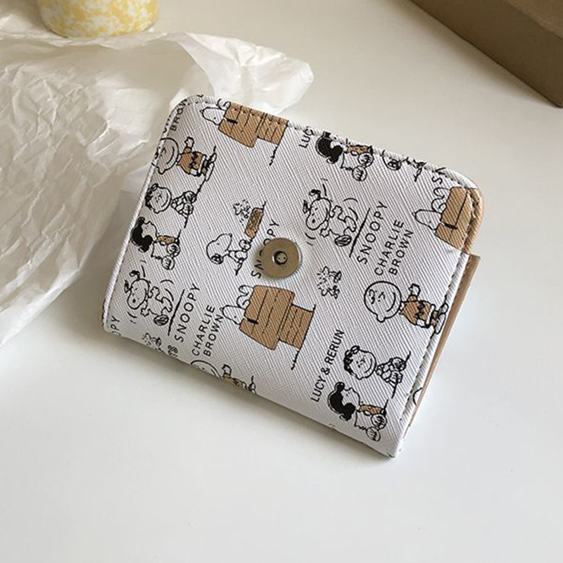 Carteira Snoopy Anime Desenho Animado, Porta-Moedas Curto de Alto Valor, Porta-Cartões de Identidade com Zíper Fofo para Estudantes, Bolsa Multiuso para Mulheres e Homens, Presentes de Aniversário