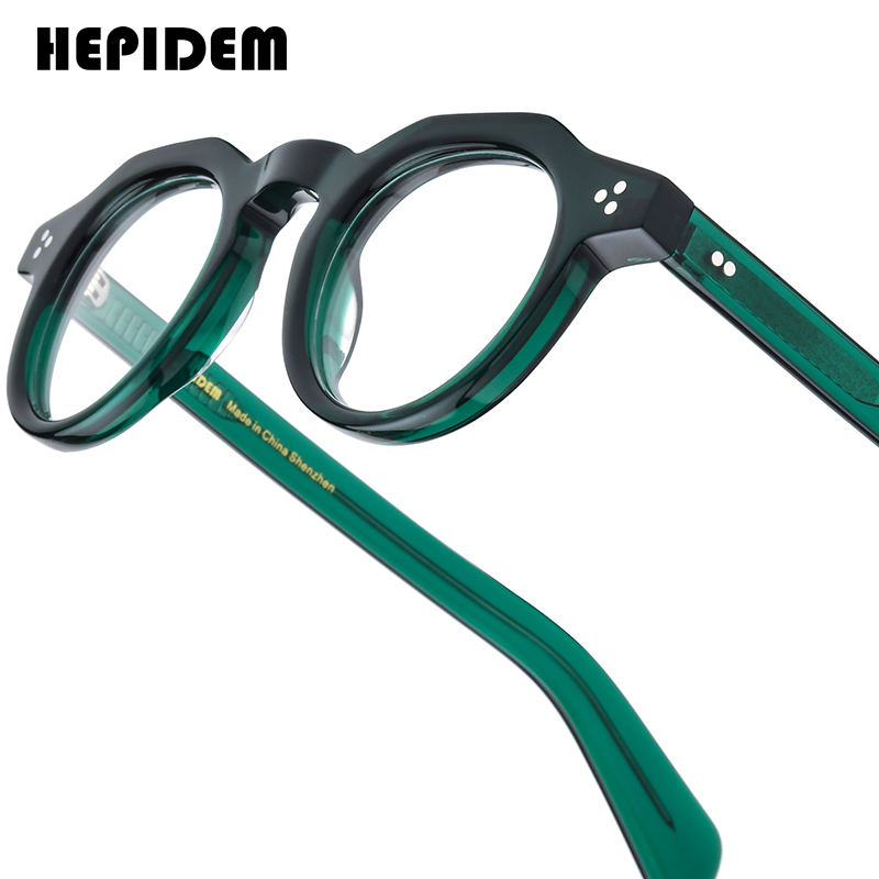 HEPIDEM กรอบแว่นตาอะซิเตทหนาผู้ชายแว่นตาย้อนยุคผู้หญิงแบรนด์ดังดีไซเนอร์สแควร์ญี่ปุ่นแว่นตาแฮนด์เมด 9411