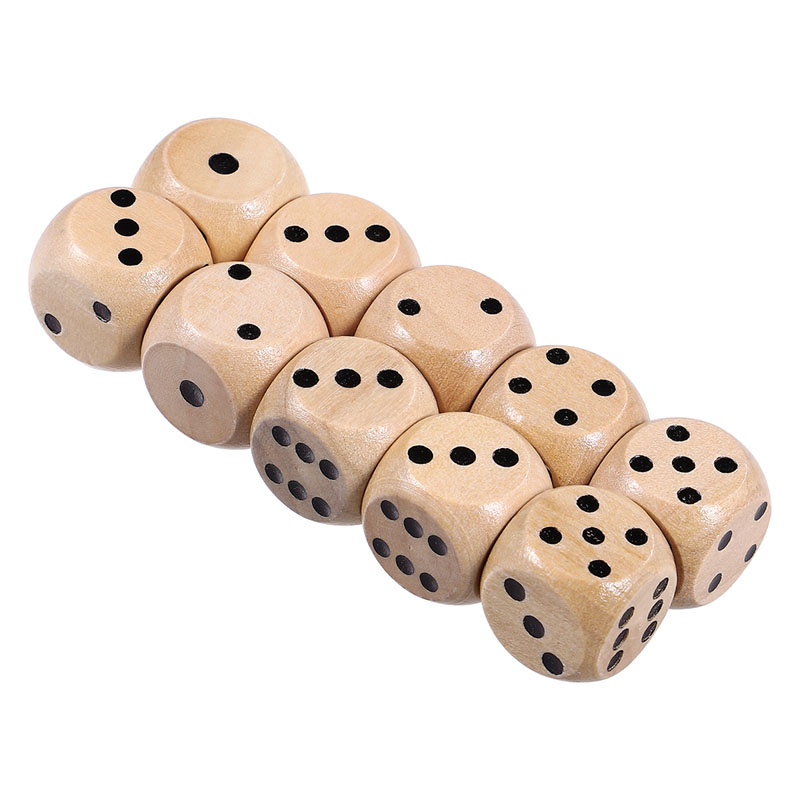 10 Teile/satz Holz Würfel Set Polyedrische Spiel Würfel 6-seitige Punkt Würfel für Tisch Spiel Brettspiel Acessorios 16mm