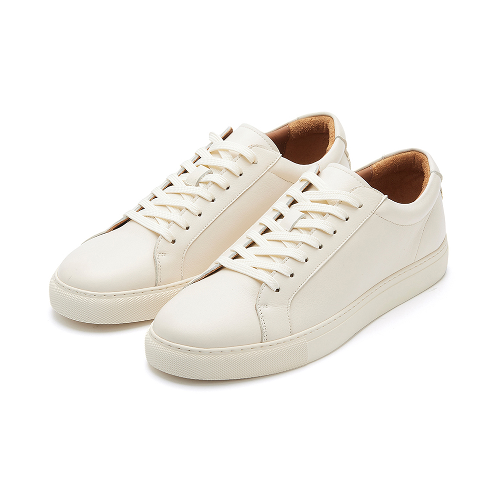 Sapatos Masculinos Estilo Skateboarding em Couro Genuíno Branco Duráveis e Elegantes