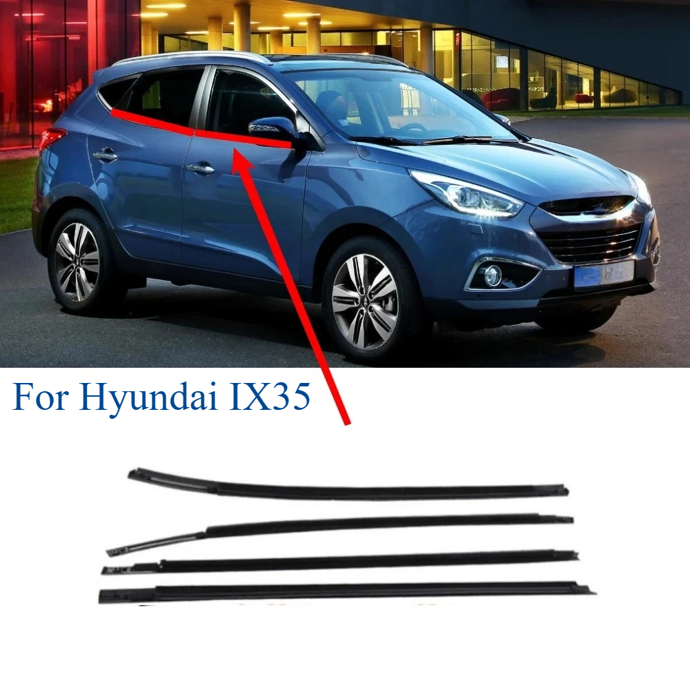 4 Pieces Black or Chrome Windows Glass Rubber for Hyundai IX35 82210-2S000 Protector Weatherstrip for Tucson LM 2nd 2010-2013