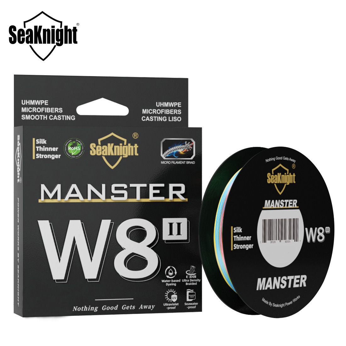 Línea de pesca SeaKnight marca W8 II Series 8 hebras 500m 300m revestimiento anti-UV anti-agua salada, hilo trenzado multifilamento PE