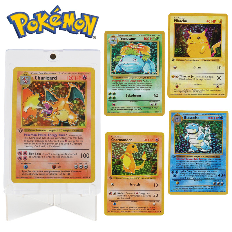 151 pçs/caixa 1996 ano 1a edição pokemon cartões raros charizard blastoise venusaur mewtwo pikachu coleção cartões versão em inglês
