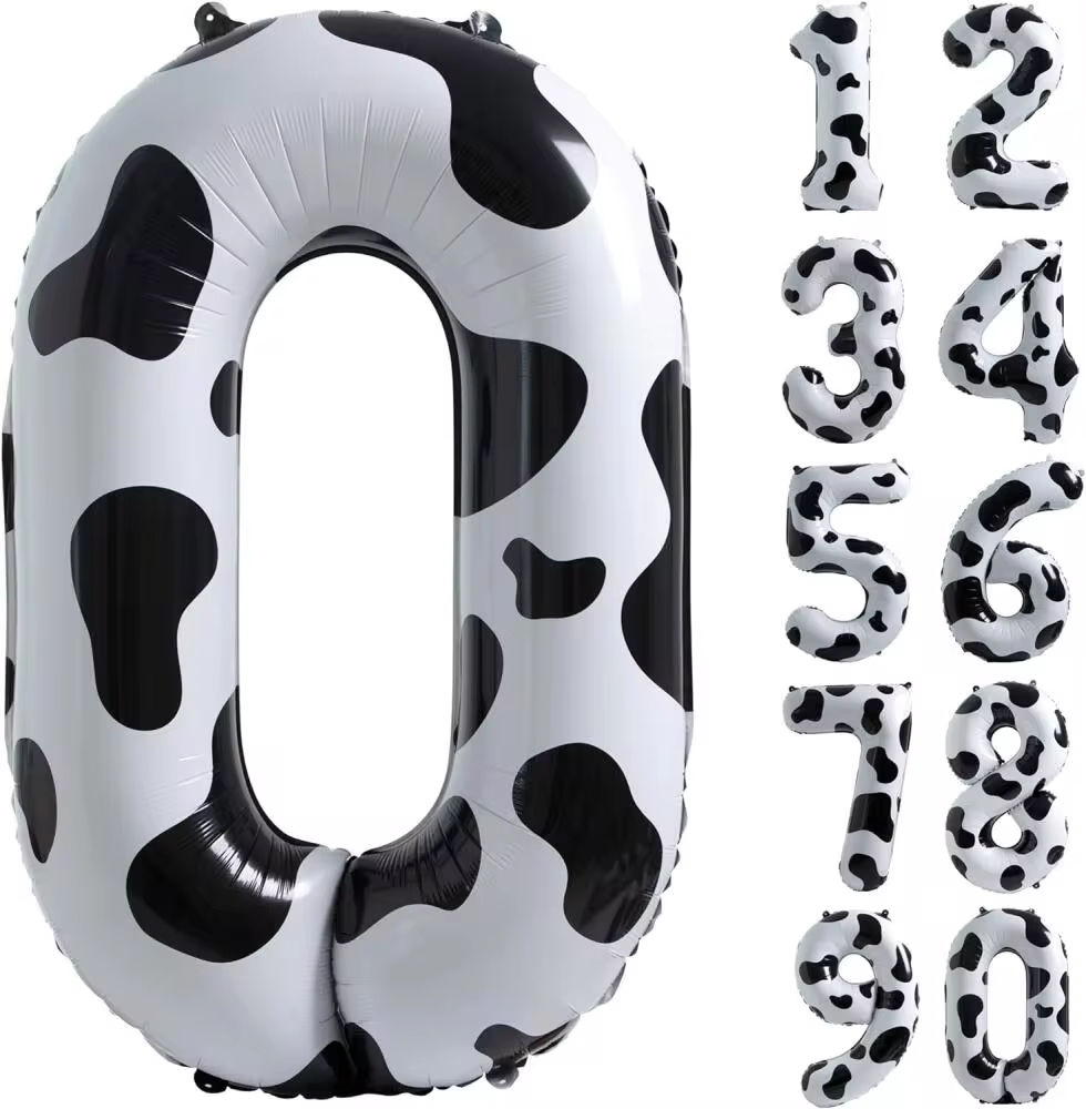 40-calowe duże balony foliowe z numerami 0-9 dla dziewczynek Chłopcy Dekoracje urodzinowe Baby Shower Krowa Farma Zwierzęta Dekoracje imprezowe Materiały eksploatacyjne